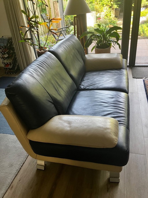 Italienische Ledercouchgarnitur