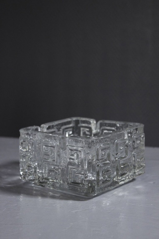 Tamara Aladin & Riihimäki - Vintage "Taalari" molded glass ashtray Finland 1970