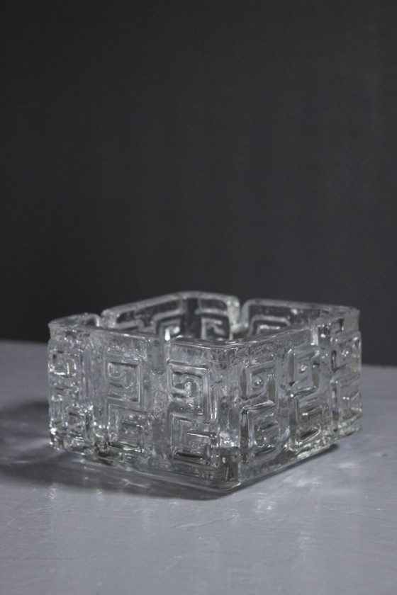 Image 1 of Tamara Aladin & Riihimäki - Vintage "Taalari" molded glass ashtray Finland 1970