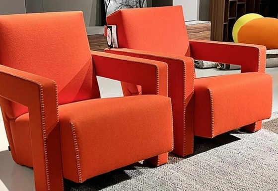 Image 1 of CASSINA  SET di 2 Poltrone637 Utrecht (NUOVE MAI USATE) in Lana KVDRAT Rossa 13L