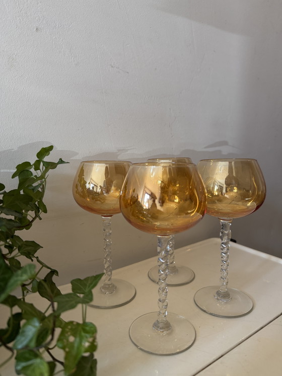 Bernsteinfarbene Weingläser aus den 1930er/50er Jahren – Gläser & Karaffe, Glass (photo 2 of 6)