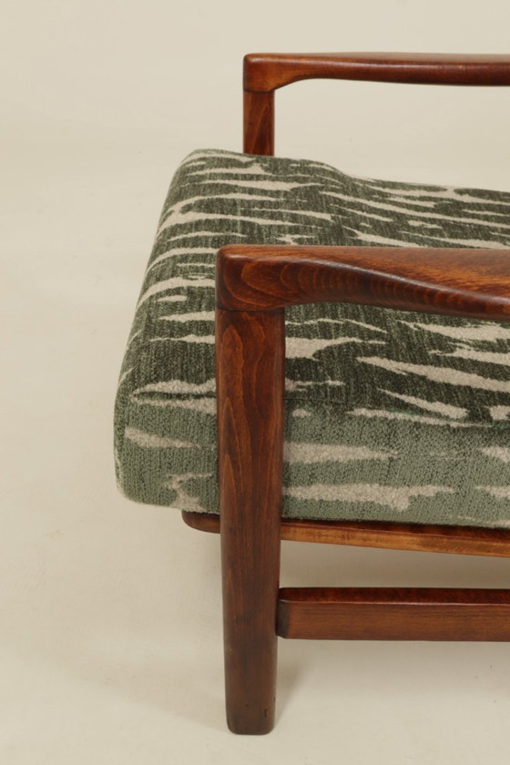Image 1 of Vintage armchair green jaquard mid century modern design by Z.Bączyk 