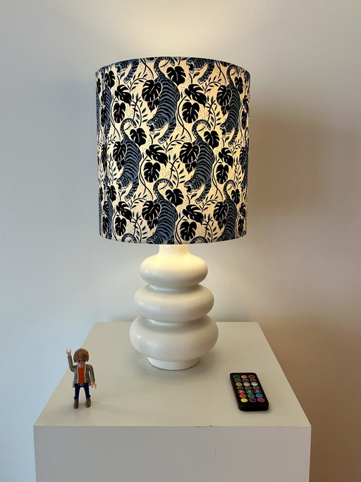 Wireless balcony lamp - upcycled unique piece with tiger shade