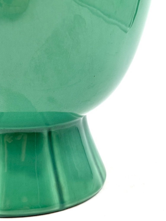 Image 1 of Paul Millet, Art Deco vaas van groen keramiek, Sevres Frankrijk jaren 1930