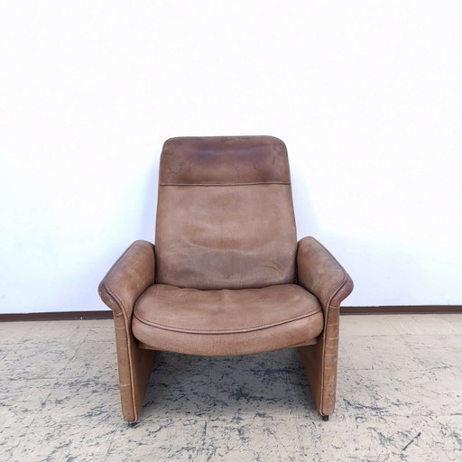 De Sede DS 50 fauteuil en cuir véritable en cognac fonction relax #13418