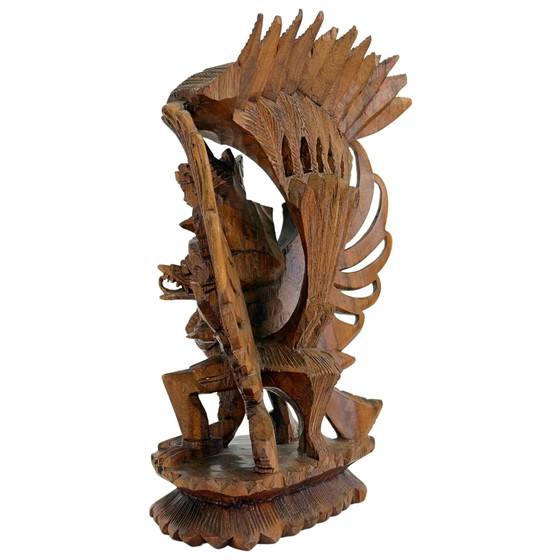 Vintage Balinese Houten Vishnu op Garuda Beeld – Indonesië – 24 cm – Beeldhouwkunst, Wood (photo 6 of 9)
