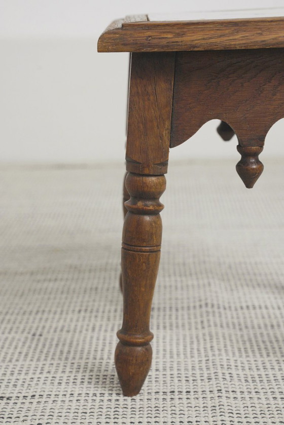 Sgabello antico olandese in stile country con piastrelle di Delft, sgabello vintage in legno, piano in (photo 19 of 24)