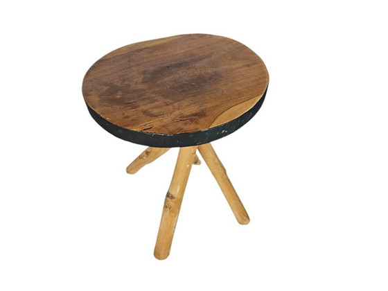 Wooden side table with natural branch legs, Brown, Rustic (photo 5 of 5)