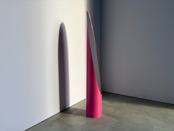 Unghia mirror by Rodolfo Bonetto, Italy 1970s, Glass, Plastic, Pink, Vintage (photo 4 of 10)