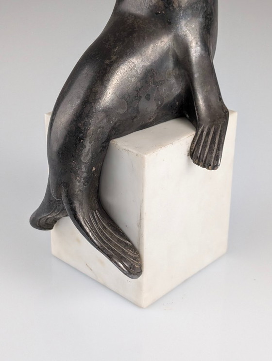 Image 1 of Marcel-André Bouraine Art Deco Sea Lion Sculpture, 1920s