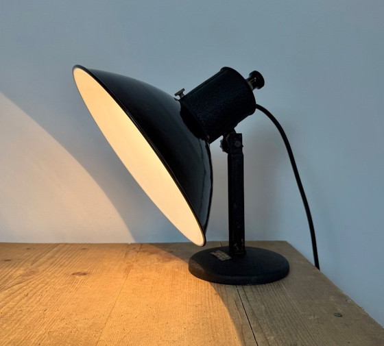 Vintage Industrial Black Enamel Table Lamp from EB, 1950s – Iron (photo 17 of 17)