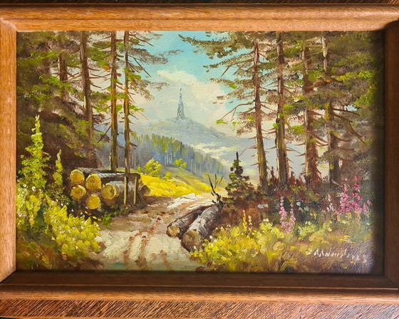 Image 1 of Landelijk bloemrijk schilderij van de impressionistische schilder Prof. August A. Wendehals.