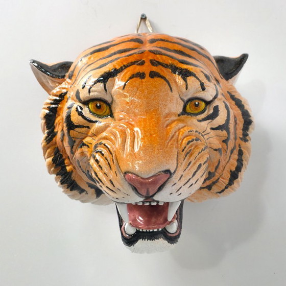Image 1 of Hermosa cabeza de tigre de terracota italiana de mediados de los años 60