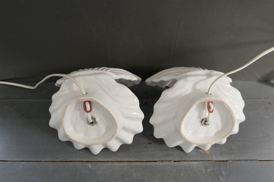 Image 1 of Vintage set of oyster lamps, shells with pearls
