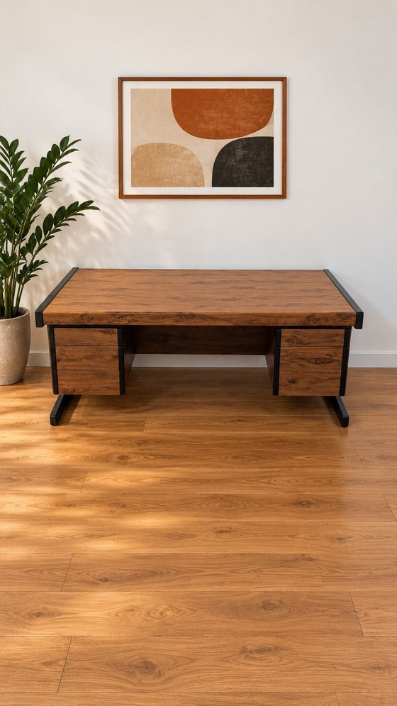 Vintage Scandinavisch design bureau van MEX Mobelfabrik, Meubels, Metaal, Kunststof, Zwart (foto 3 van 10)