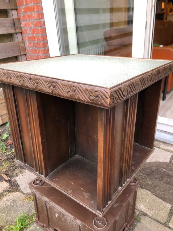 Image 1 of Vintage boekenmolen draaibaar met verlichting - rokers kastje