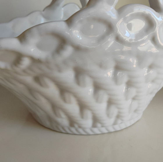 Centrotavola / Cesto in ceramica Art Déco Manises – Terracotta bianca intrecciata – Oggetti decorativi (photo 6 of 12)
