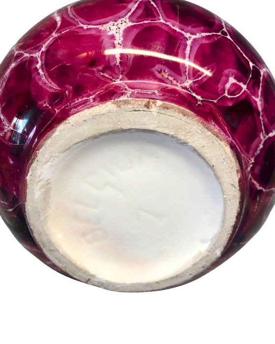 Image 1 of Large Antique Art Deco Thulin Belgium Vase - 22cm - Rare Pink & Gold - Incised Belgium 1