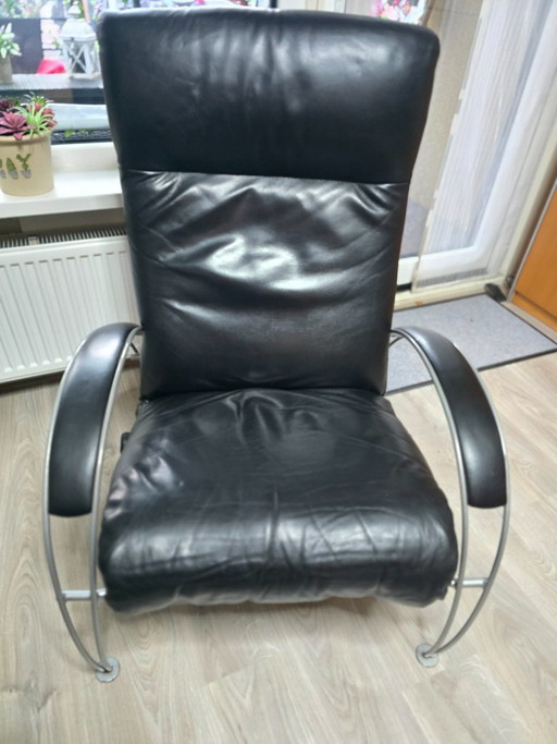 Percival Lafer 'Billie' Sillón Reclinable — Cuero de Vaca Negro (Clásico del Diseño)