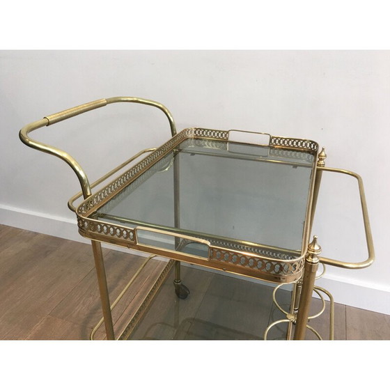 Image 1 of Vintage brass coffee table with neoclassical top, 1940