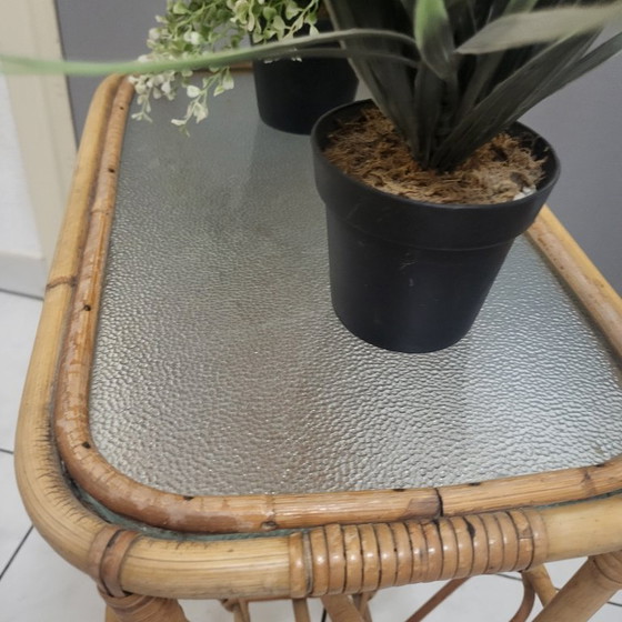 Image 1 of Portavasi, portariviste e mensola in rattan dal design scandinavo, 1960-70