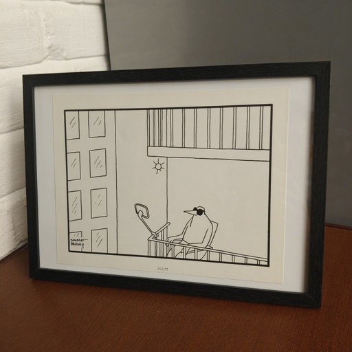 Vintage Cartoon: Stefan Verwey – Catching the Sun With a Little Mirror – wanddecoratie, Paper