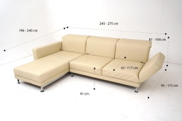 Sofá Brühl & Sippold Moule Lounge de cuero beige multifuncional