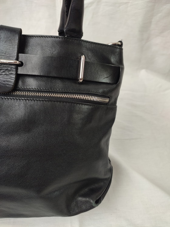 Furla Made In Italy Handbag Shoulder Bag Black Leather Timeless Beautiful (photo 6 of 15)