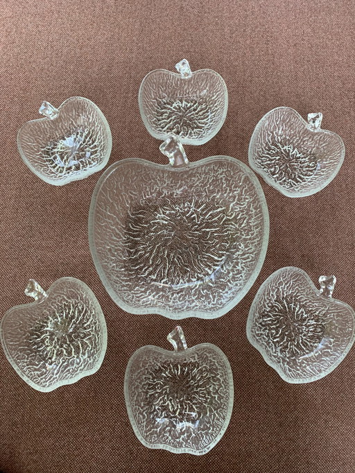 Complete Set Vintage Appel Schalen Glas CoVetro Italië Jaren 70