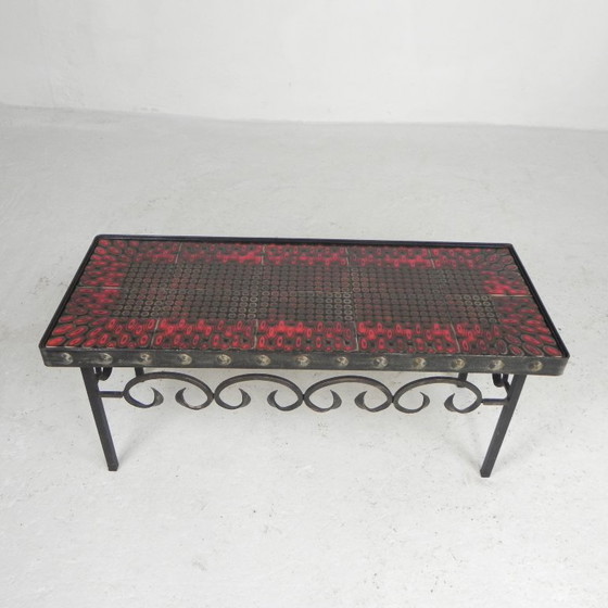 Mid Century Brutalist Tegeltafel, Met 10 Tegels En Stalen Frame, Jaren 60 – Bijzettafels, Iron, Ceramic (photo 11 of 22)