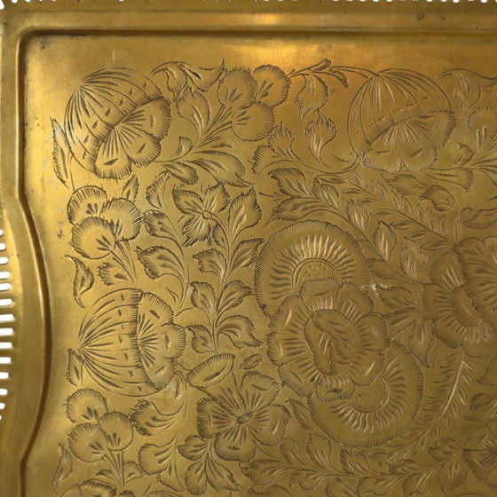 Vassoio vintage orientale in ottone con decorazioni floreali, 50 cm – Oggetti decorativi, Brass (photo 7 of 17)