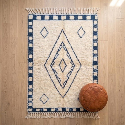 Magnífica alfombra bereber tradicional tejida a mano, 1,5/2,5 m – Aime Té, vloerkleden en tapijten, Wool