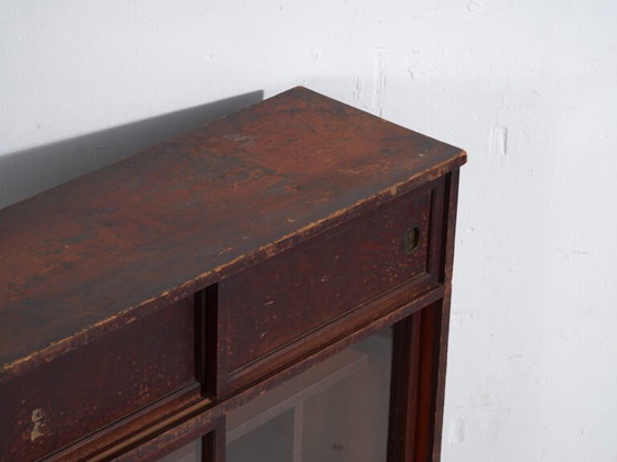 Antico mobile da tè giapponese (cha tansu) con ante scorrevoli in vetro – Periodo Taisho–Showa (c.1920–1950) (photo 14 of 40)