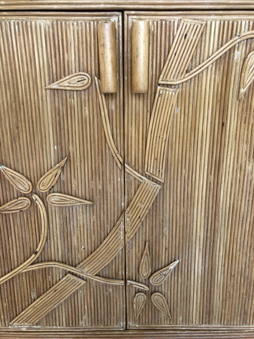 Vintage Pencil Reed Cabinet, 1970s
