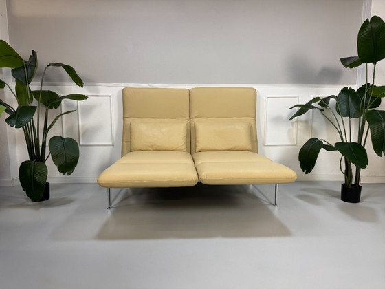 Image 1 of Brühl Roro Designer Leder Beige Sofa Schlafsofa Gäste Couch