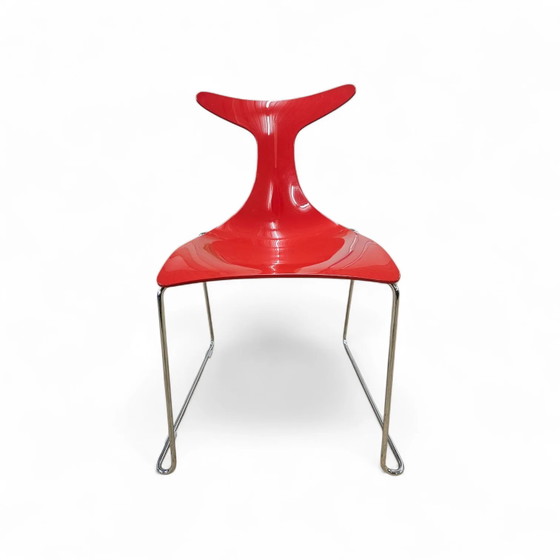6 x Delfy chair by Gino Carollo for Ciacci Kreaty / Italy 1990s / 2 x red - 4 x black (photo 18 of 19)