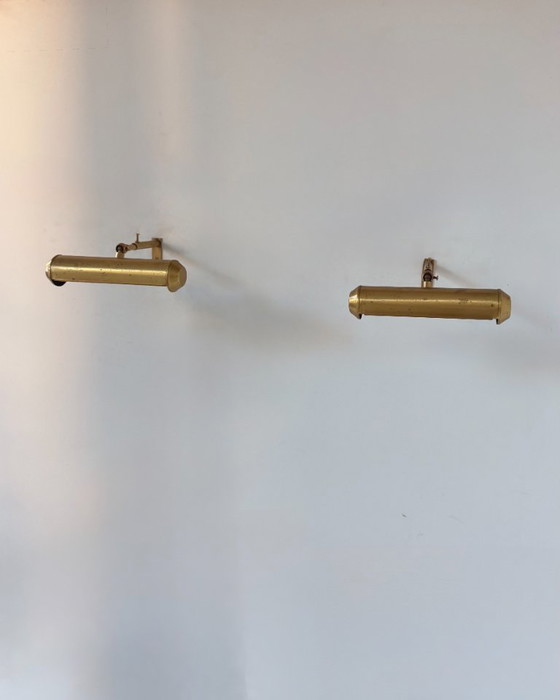 Paar verstelbare vintage Wandlampen van messing, Frankrijk 1970 – Brass (photo 4 of 6)