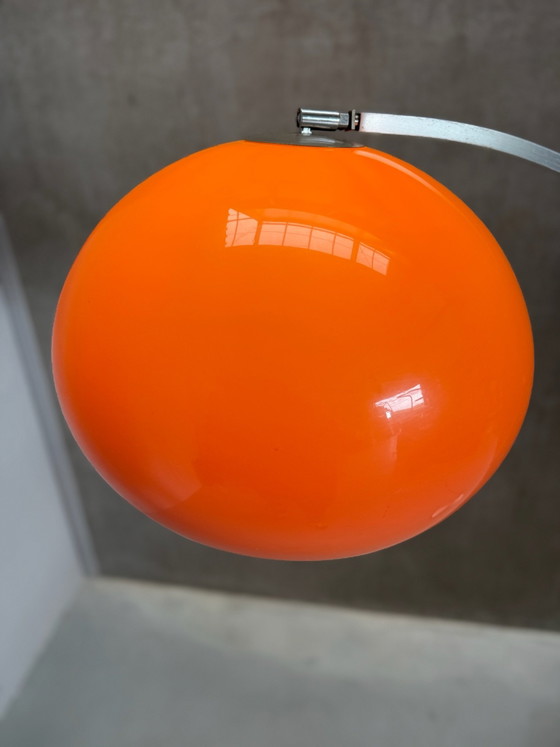 Orange arched floor lamp by Gioffredo Reggiani 1970s, Floor lights, Chrome, Polyester (photo 7 of 8)