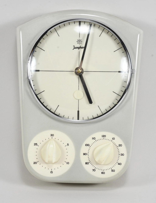 Vintage Junghans kitchen clock, ceramic wall clock with quartz movement