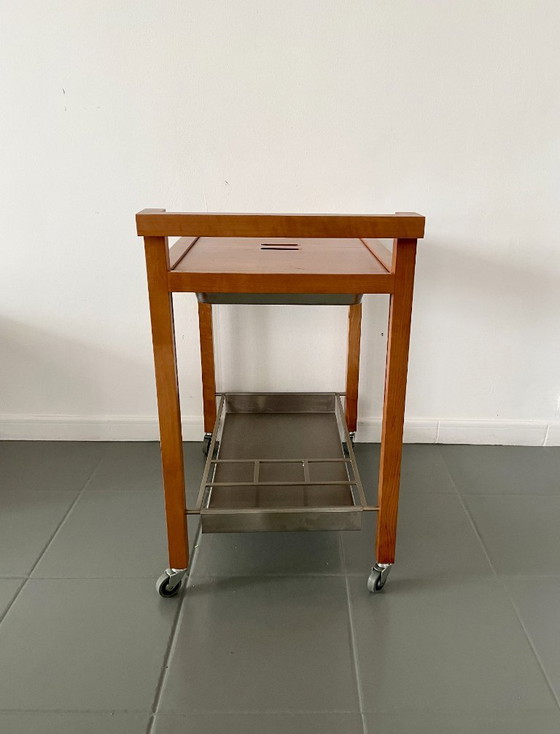 Image 1 of Chariot de bar vintage au design scandinave avec glacière intégrée en métal