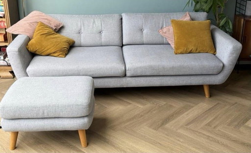 Vera 3-zitsbank met Georg voetenbank CoolGrey