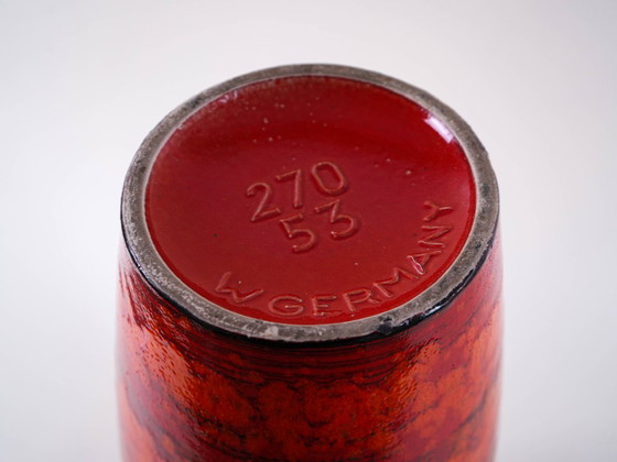 Image 1 of Red ceramic vase, German design, 1960s, made in West Germany
