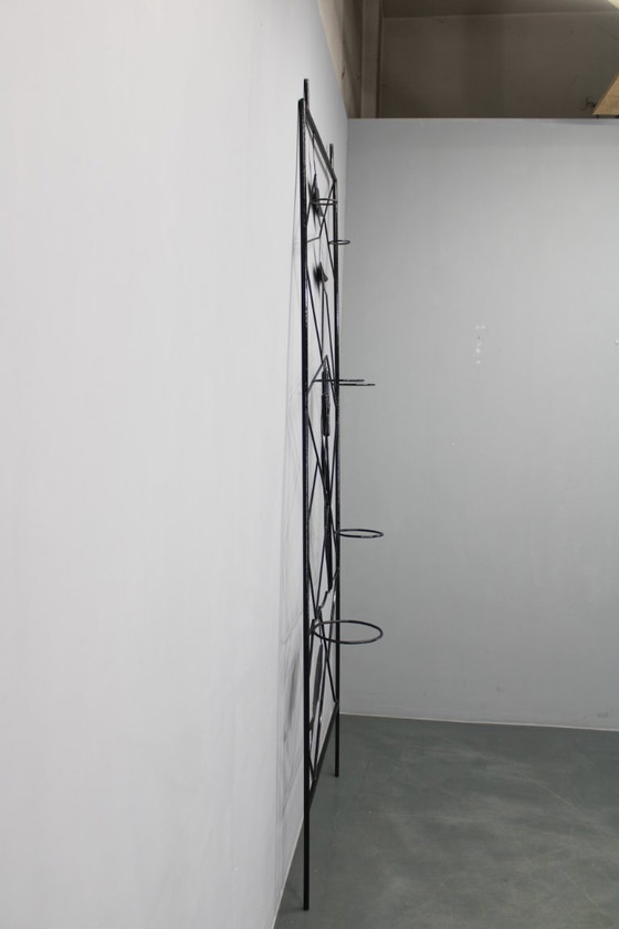 Image 1 of Jardinera divisoria de ambientes de metal negro de mediados de siglo, década de 1970