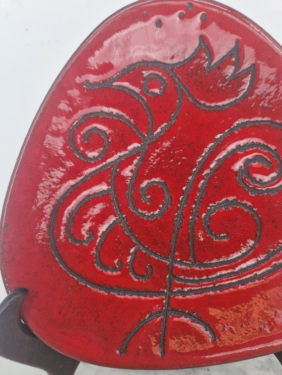 Image 1 of André Freymond keramische schaal | Model 9120 | Gestileerd vogelmotief | jaren 1950/60