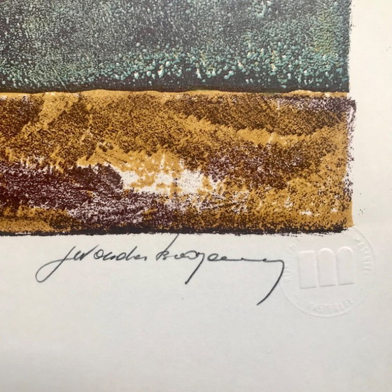 Image 1 of litografia a colori bouquet autunnale di Yolande Bogaerts (1984)