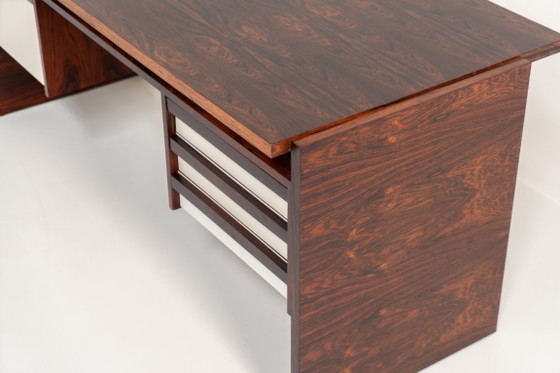 Rare double-sided “Vario” desk by Werner Wölfer for V-Form (Belgium, 1960s)., V Form, Wood, Brown, Vintage (photo 9 of 24)
