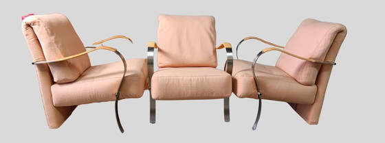 Image 1 of ¡Precioso en rosa! Precioso juego de tres sillones de los años 70.