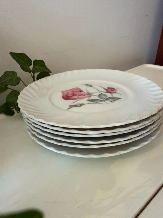 Set of 6 porcelain pastry plates, Crockery, Pink (photo 5 of 6)