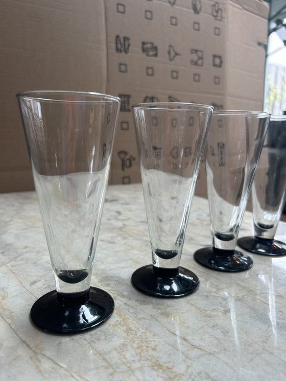 Image 1 of Bicchieri vintage Luminarc con base nera (set da 4)