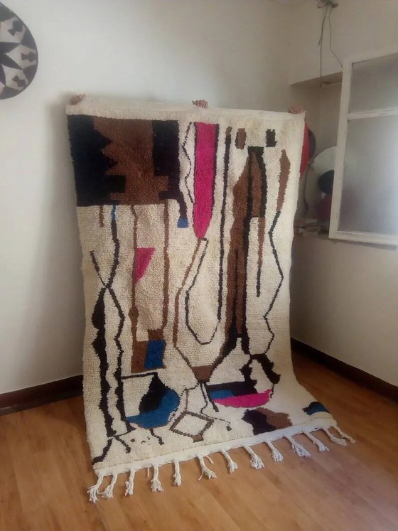 Tappeto berbero di design - tocco marrone - tappeto marocchino fatto a mano - 247x152 cm – Tappeti, Wool (photo 3 of 9)